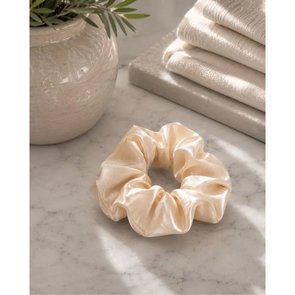 Five Shades of Summer Satin Scrunchies Set of 5 Pastel Hair Ties